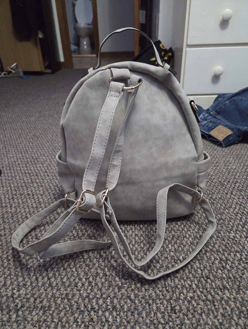 Stylish Grey Mini Backpack Handbag - Picture 2 of 3
